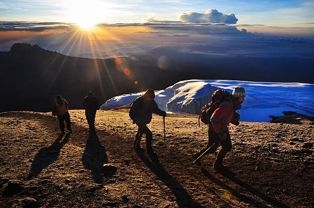 A group of hikers on mount Kilimanjaro
