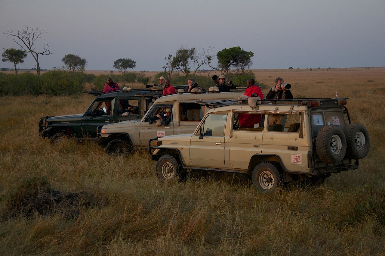 Safari vehicles in Serengeti NP