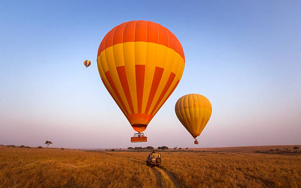Masai Mara hot air balloons over the plains Masai Mara hot air balloons over the plains