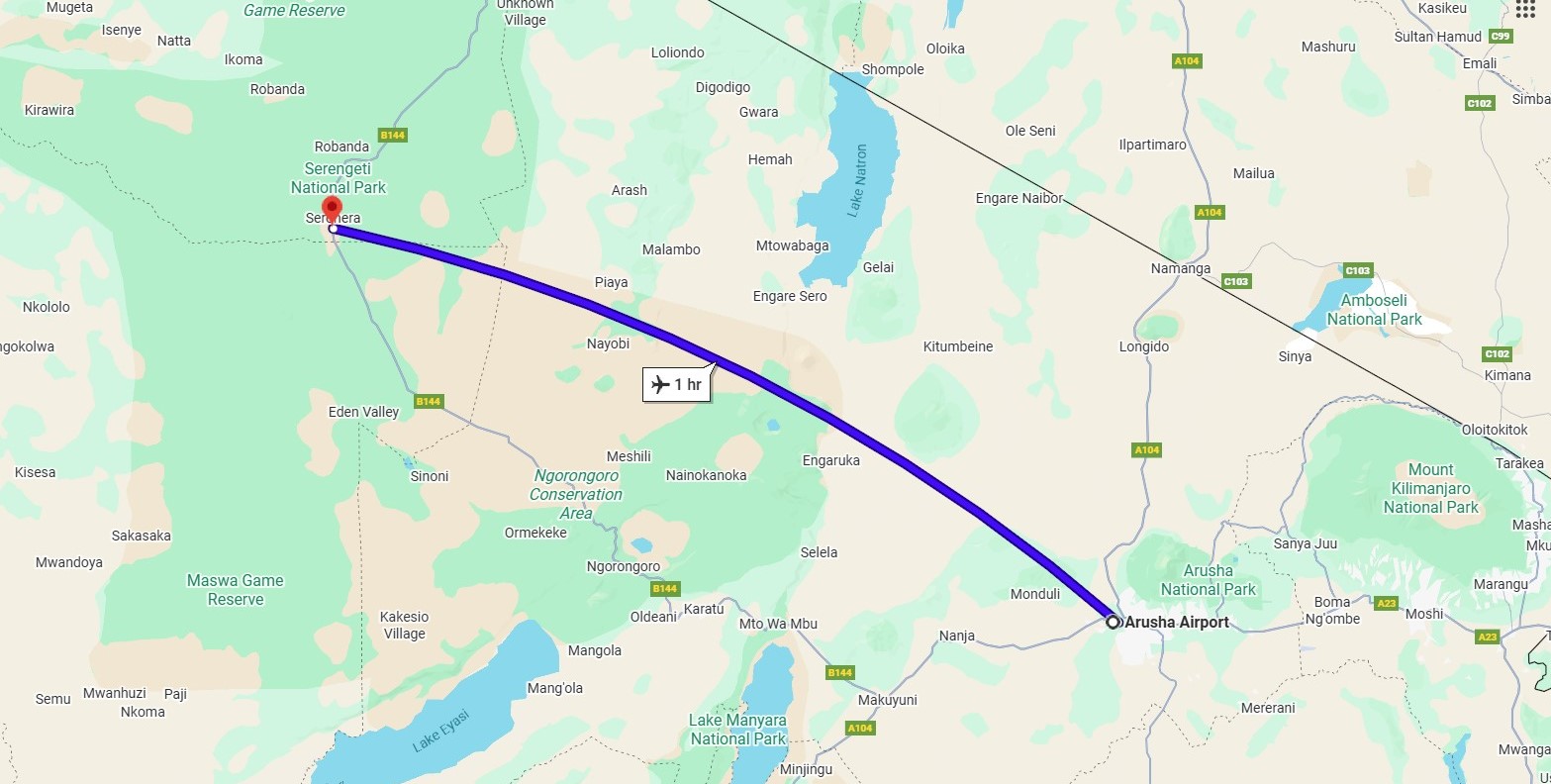 Arusha Airport to Seronera Airstrip