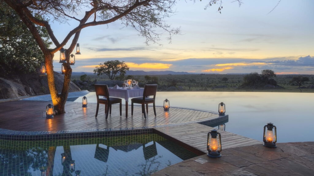 Honeymoon dinner setting at Four Seasons Safari Lodge Serengeti